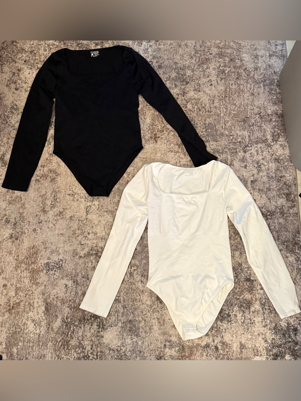Women Long-Sleeve One-Piece Bodysuit - Black & White